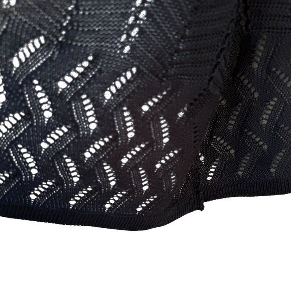 Laura Scott Vintage Womens Open Front Black Open Knit Boho Cardigan Sweater XL - Picture 5 of 9